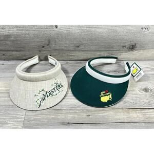 Lot of 2 VTG Texann Texace Masters Golf Visor Green Augusta National Hat Floral